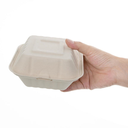 Compostable Bagasse Hamburger Boxes 152mm | Fiesta 3