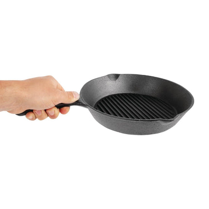 Vogue Round Cast Iron Induction Grill Pan | 26.7 cm | Ribbed Surface 2