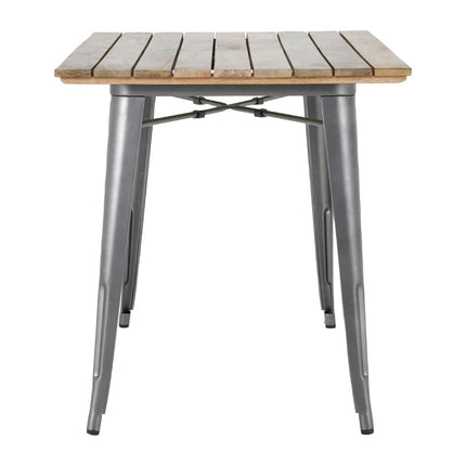 Bolero Bistro Dining Table with Mango Wood Slatted Top and Dark Grey Legs 1200mm 3