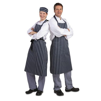 Extra Long Blue-White Striped Halter Apron | Whites 8