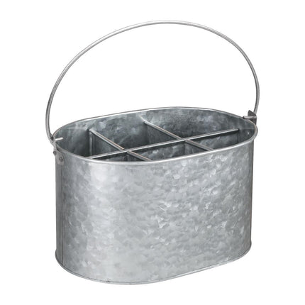 Galvanized Steel Table Caddy for Cutlery and Condiments | Olympia