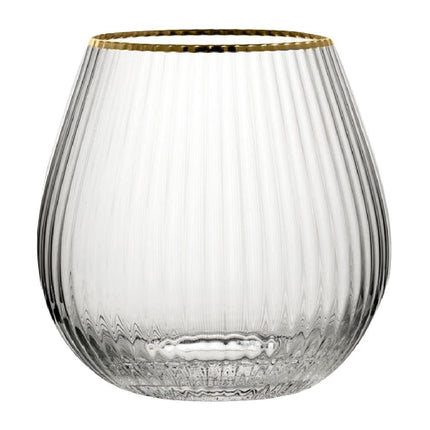 Stemless Gin Glasses 650ml with Gold Rim | Utopia Hayworth | Glamorous Cocktail Collection