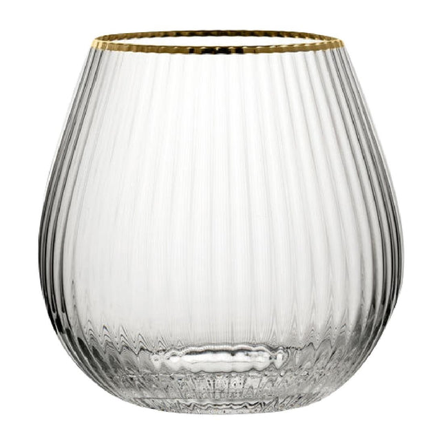 Stemless Gin Glasses 650ml with Gold Rim | Utopia Hayworth | Glamorous Cocktail Collection
