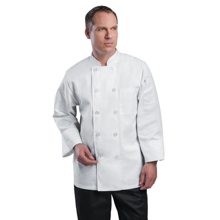Unisex Durable Breathable Chef Jacket White M | Chef Works Le Mans 3