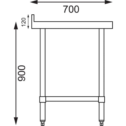 Stainless Steel Worktable with Backsplash 90x90x70cm | Vogue 6