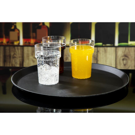 Round Black Anti-Slip Fiberglass Serving Tray 40.5cm | Cambro Camtread 6