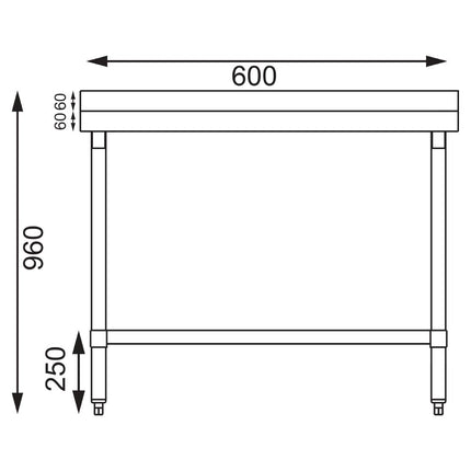 Stainless Steel Worktable with Backsplash | Vogue | 90x60x60 cm 5