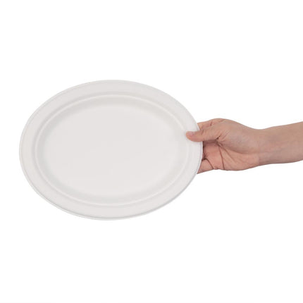 Compostable Oval Bagasse Plates 198mm | Fiesta 3