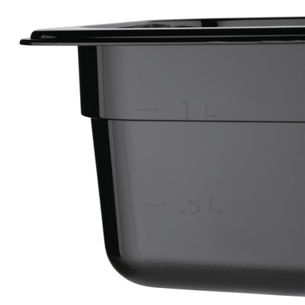 Polycarbonate Black Container GN 1/6 100mm | Vogue | 176x162mm 5