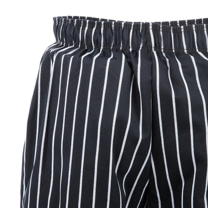 Baggy Chef Pants Black and White Striped | Chef Works Designer | S 6