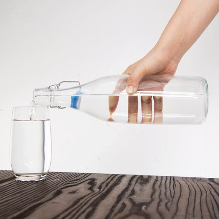 Olympia Glass Water Bottles 1L | 6 Pieces | Dishwasher Safe | Swing Top 2