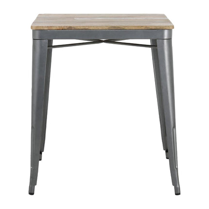 Bolero Bistro Dining Table with Mango Wood Slatted Top and Dark Grey Legs | 650mm 2