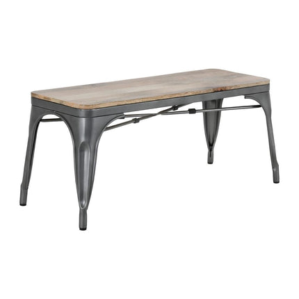 Bolero Bistro Bench with Mango Wood Slats and Dark Grey Legs | 1000mm | Set of 2