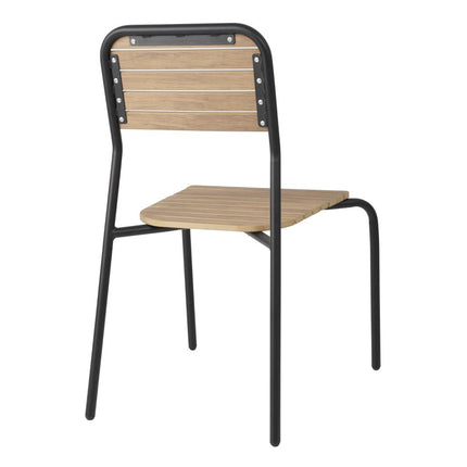 Stackable Garden Chairs with Wood Effect | Bolero Santorini Series | Set of 4 3