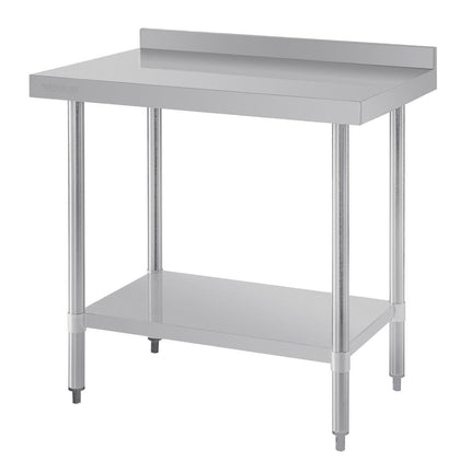 Stainless Steel Worktable with Backsplash | Vogue | 90x90x60 cm