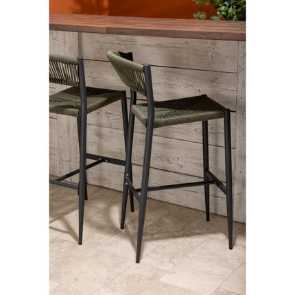 PE Woven Rattan Outdoor Bar Stools Green | Bolero Eden | 2 Pieces 7