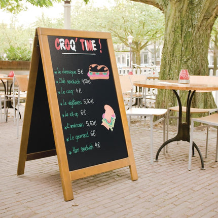 Securit Duplo Double-Lacquered Teakwood Sidewalk Chalkboard 120x68cm 3
