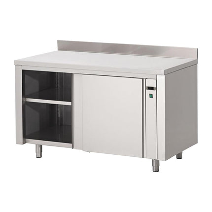 Stainless Steel Heated Cabinet with Backsplash & Sliding Doors | Gastro M | 85x200x70cm