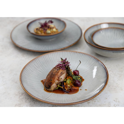 Grey Coupe Plates with Relief Edge 220mm | Olympia Drift | Porcelain 9