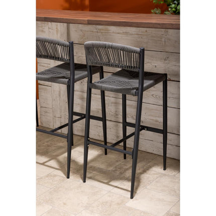 PE Woven Rattan Outdoor Bar Stools Anthracite | Bolero Eden | 2 Pieces 6