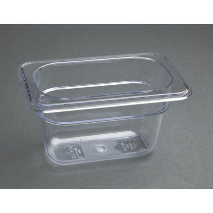 Polycarbonate Gastronorm Container Clear 100mm | Vogue | GN 1/9 5
