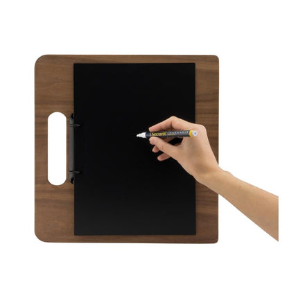Walnut Wooden Menu Board with Black Powder-Coated Ring Binder | Securit Walnut Range 5