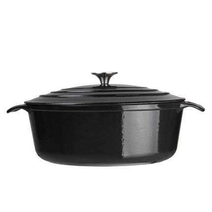 Oval Induction Cast Iron Casserole Black 5L | Vogue 6