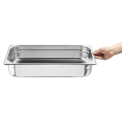 Stainless Steel 1/1 Gastronorm Pan 100mm | Nisbets Essentials | Set of 3 5