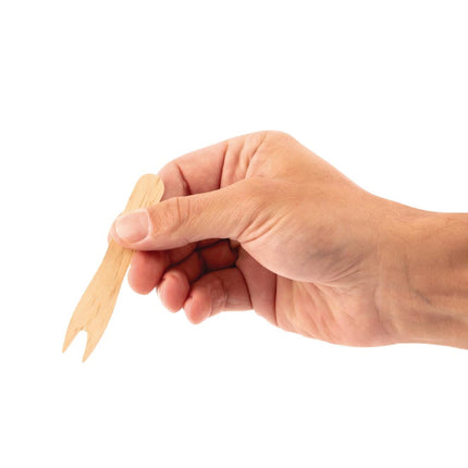 Compostable Wooden Fry Forks 9.5cm | Fiesta 4