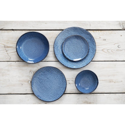 Porcelain Blue Coupe Plates with Denim Texture | Olympia | 230mm 7