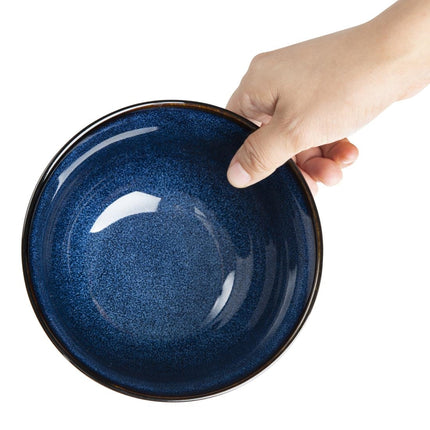 Midnight Blue Reactive Glaze Footed Bowls 150mm | Olympia Luna | Stoneware 3