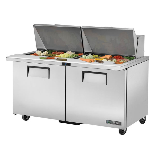 Double Door Refrigerated Preparation Counter | True TSSU-60-24M-B-ST | Holds 24 GN 1/6 Pans