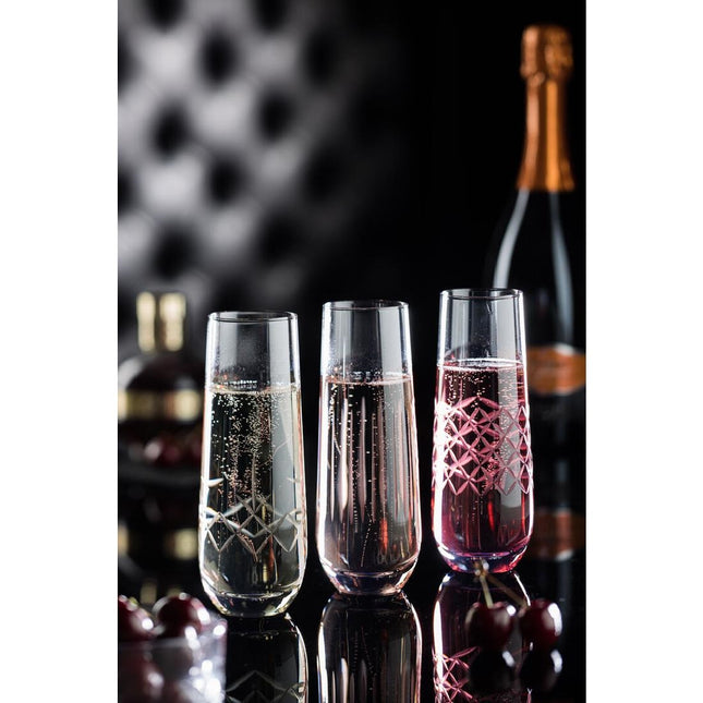 Champagne Glasses Diamond Cut 300ml | Utopia Raffles | Set of 6 2