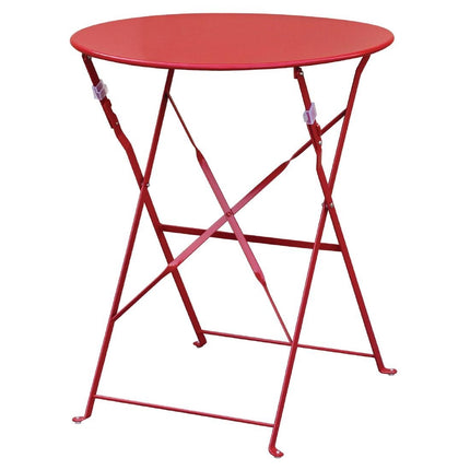 Round Steel Folding Table 59.5cm Red | Bolero