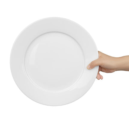 White Dinner Plates with Wide Rim 28cm | Olympia Whiteware | Set of 6 4