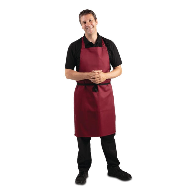 Polyester-Cotton Bib Apron Bordeaux | Whites 2