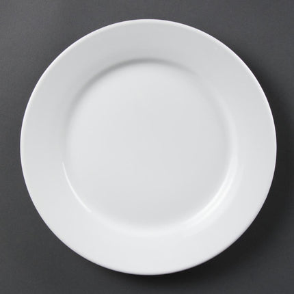 Dinner Plates with Wide Rim 25cm | Olympia Whiteware | Set of 12