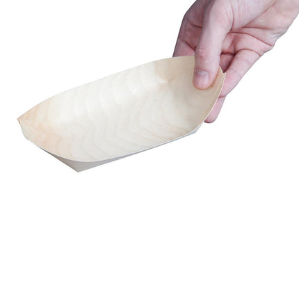 Compostable Wooden Serving Boats 190mm | Fiesta 4