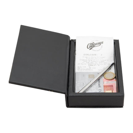 Trendy Black Leather-Style Bill Presenter | Securit 10