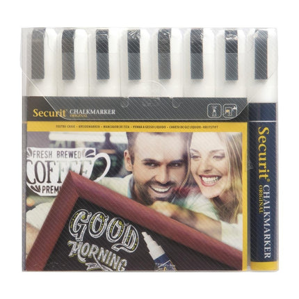 White Erasable Chalk Markers 6mm Tip | Securit (8 pcs)
