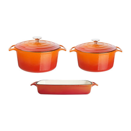 Cast Iron Cookware 3-Piece Set - Orange | Vogue 2