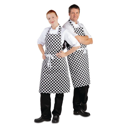 Black and White Checkered Whites Polyester/Cotton Bib Apron 7