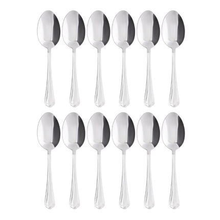 Table Spoons | Olympia Jesmond | 12 Pieces | Polished 18/0 Stainless Steel with Shell Pattern Handle 7