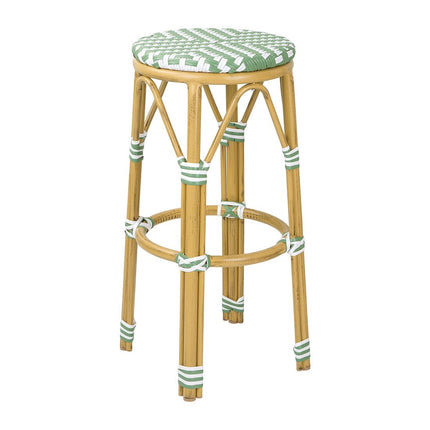 PE Rattan Bar Stools Light Green | Bolero Parisian Style (2 Pack)