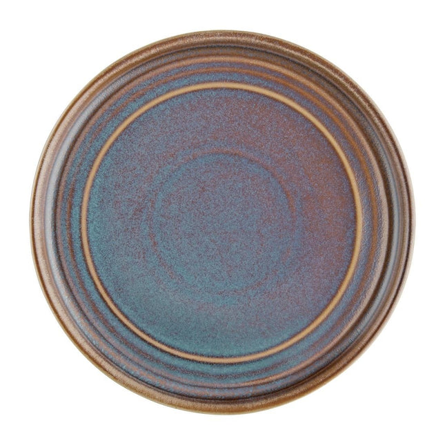 Flat Round Plates 18cm Blue-Brown Reactive Glaze | Olympia Cavolo