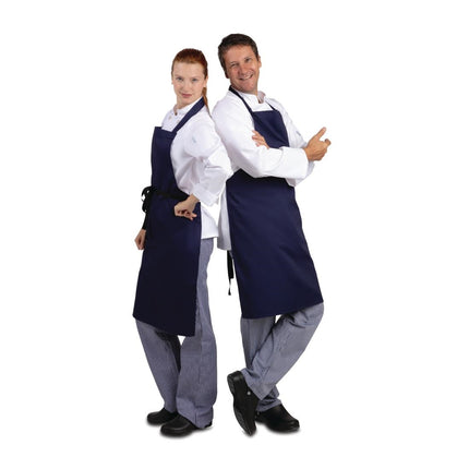 Durable Dark Blue Polyester-Cotton Halter Apron | Whites | 96.5x71.1 cm 8