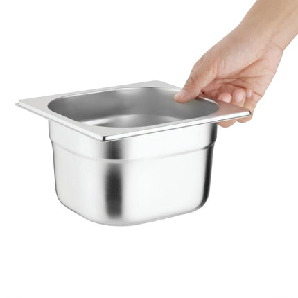 Vogue Stainless Steel GN 1/6 Food Pan Set with Lids (4 Pieces) 2
