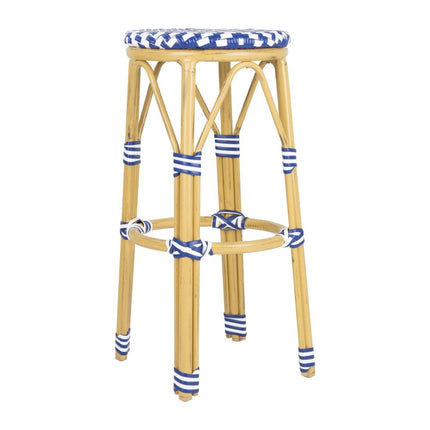 PE Rattan Bar Stools Blue | Bolero Parisian Style (2 Pack) 4