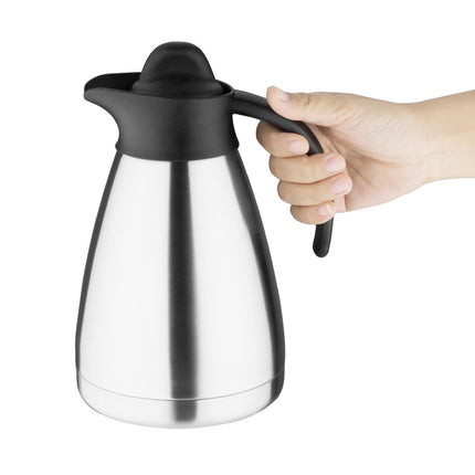 Brushed Stainless Steel Thermos Flask with Screw Cap | Olympia | 1L 2