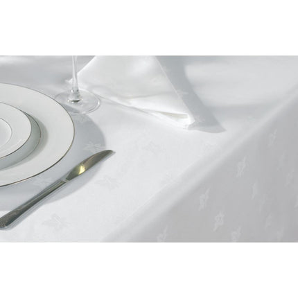 Rectangular Cotton Tablecloth with Ivy Pattern | Mitre Luxury Luxor | 135x230cm | White 3